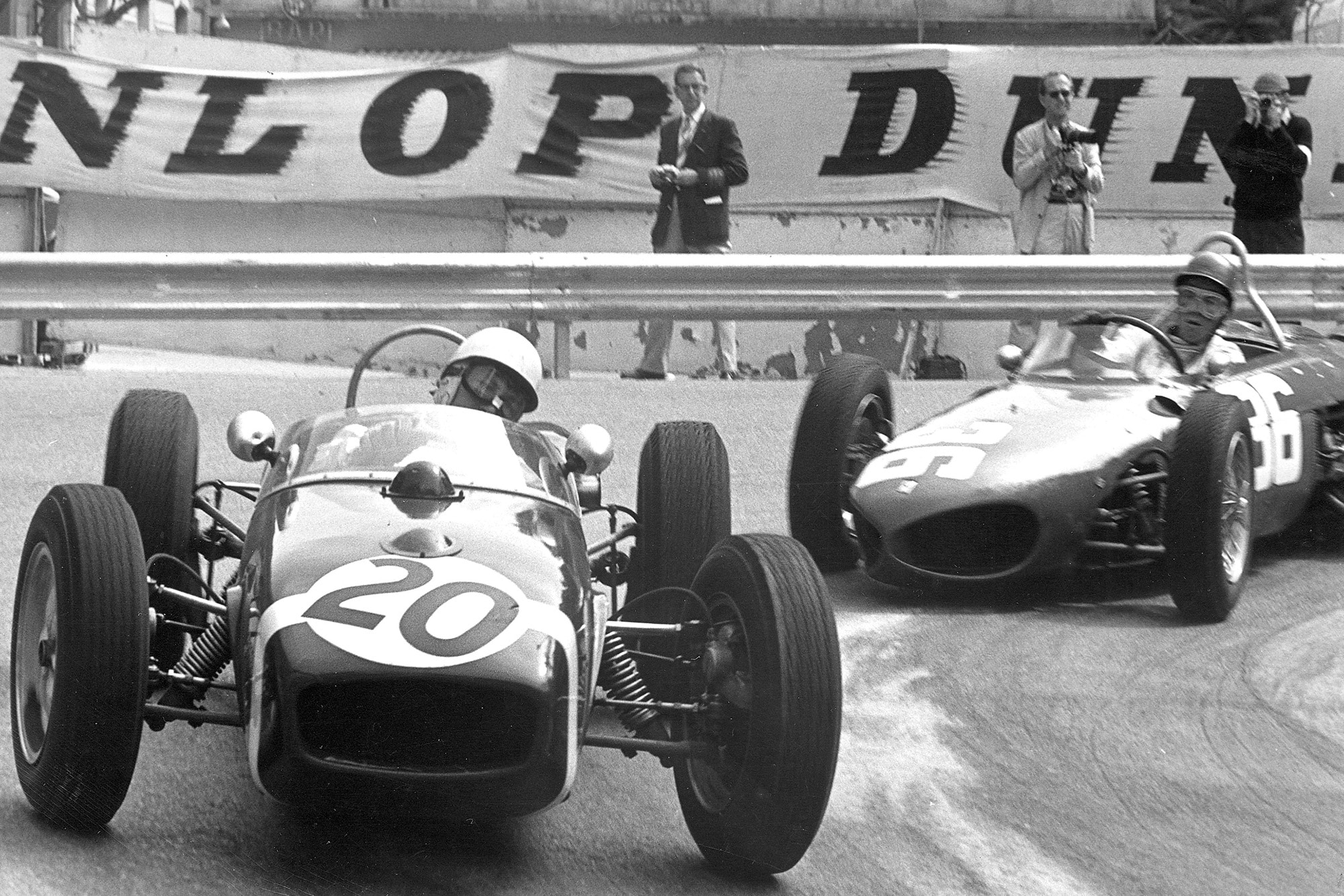 Stirling Moss leads a Ferrari during the 1961 Monaco Grand Prix