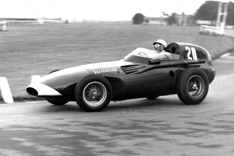 Stirling Moss on his way to victory in the 1957 British Grand Prix