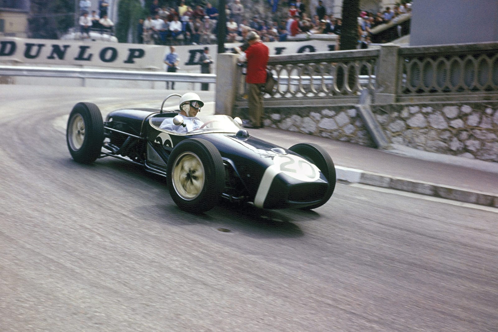 Stirling Moss powers away from the hairpin in the 1961 Monaco Grand Prix