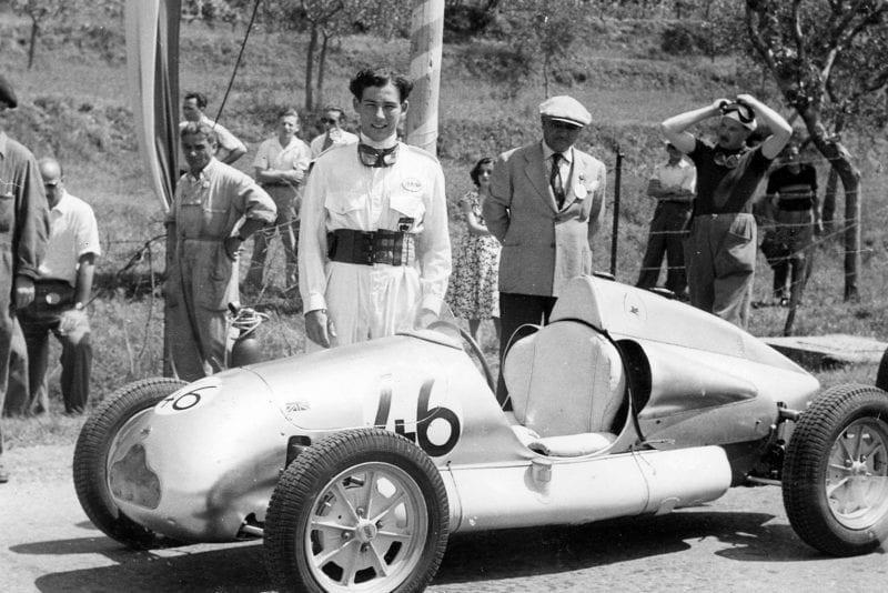 Stirling Moss with his Cooper at the Circuit of Garda in 1949
