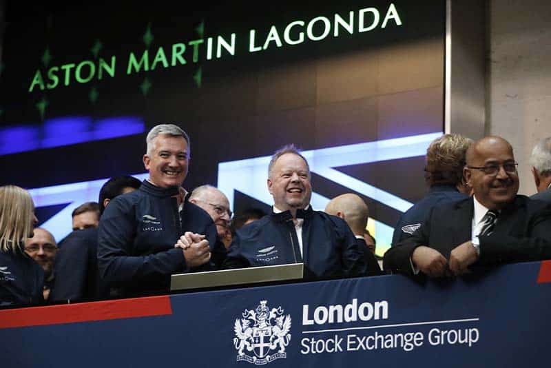 Andy Palmer at the London Stock Exchange when Aston Martin was floated