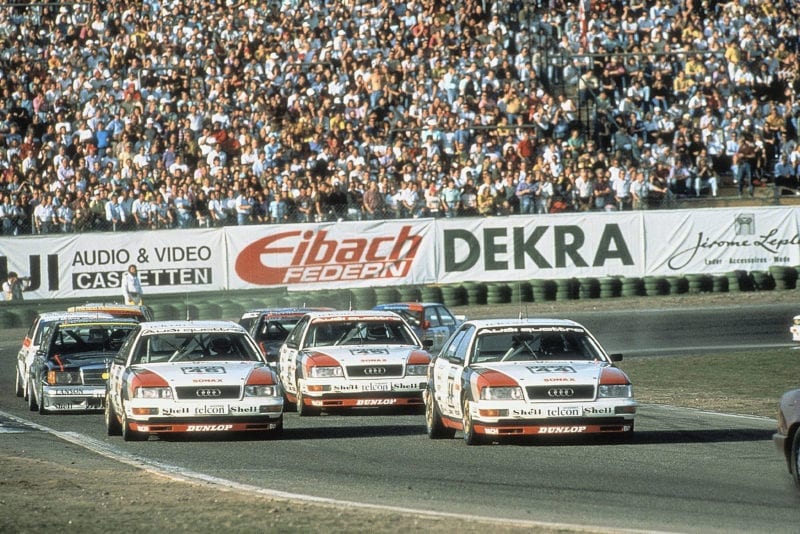 Audi V8 quattros lead the field in a 1990 DTM meeting