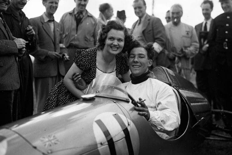 Stirling Moss after a victory in August 1950