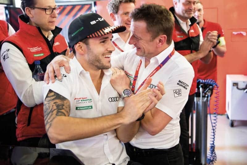 Allan McNish with Daniel Abt at the 2020 Formula E Mexico race