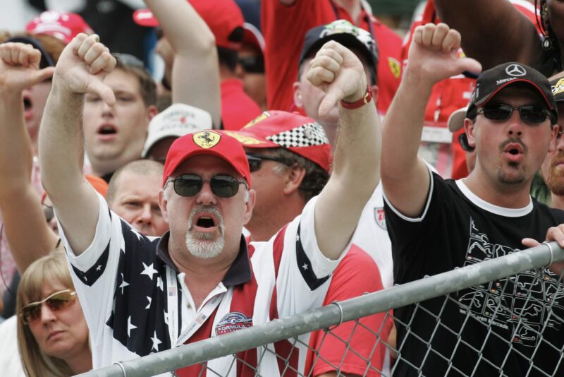 Disgruntled fans at the 2005 US Grand Prix