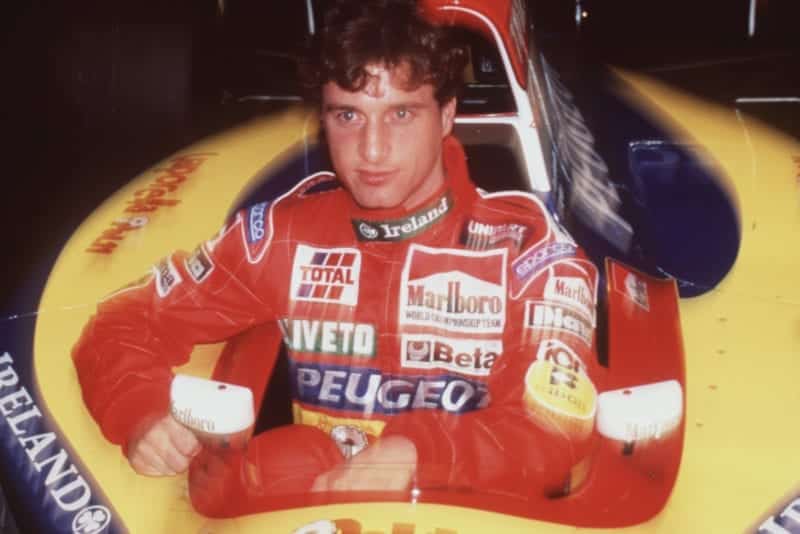 Eddie Irvine at the launch of the 1995 Jordan