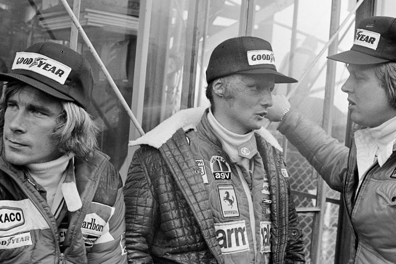 James Hunt Niki Lauda and Ronnie Peterson at Fuji for the 1976 Japanese Grand Prix