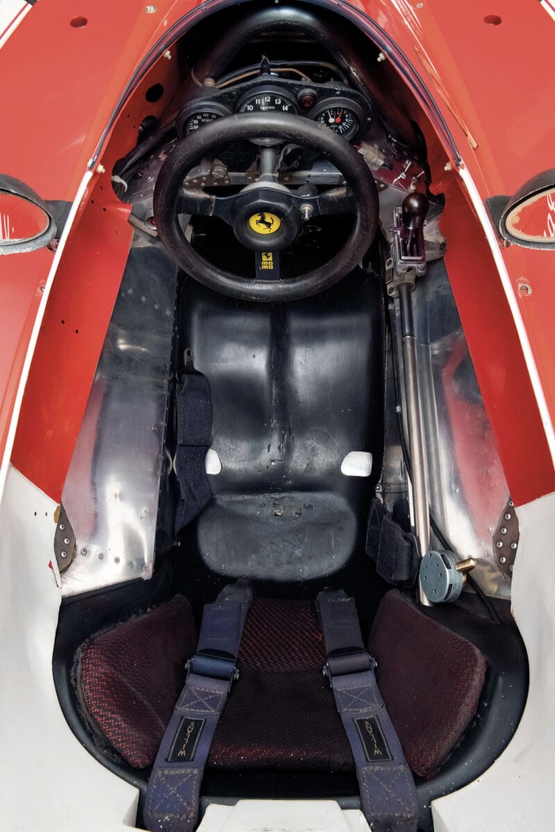 Overhead view of the cockpit and seat of the Niki LAuda 1975 Ferrari 312T