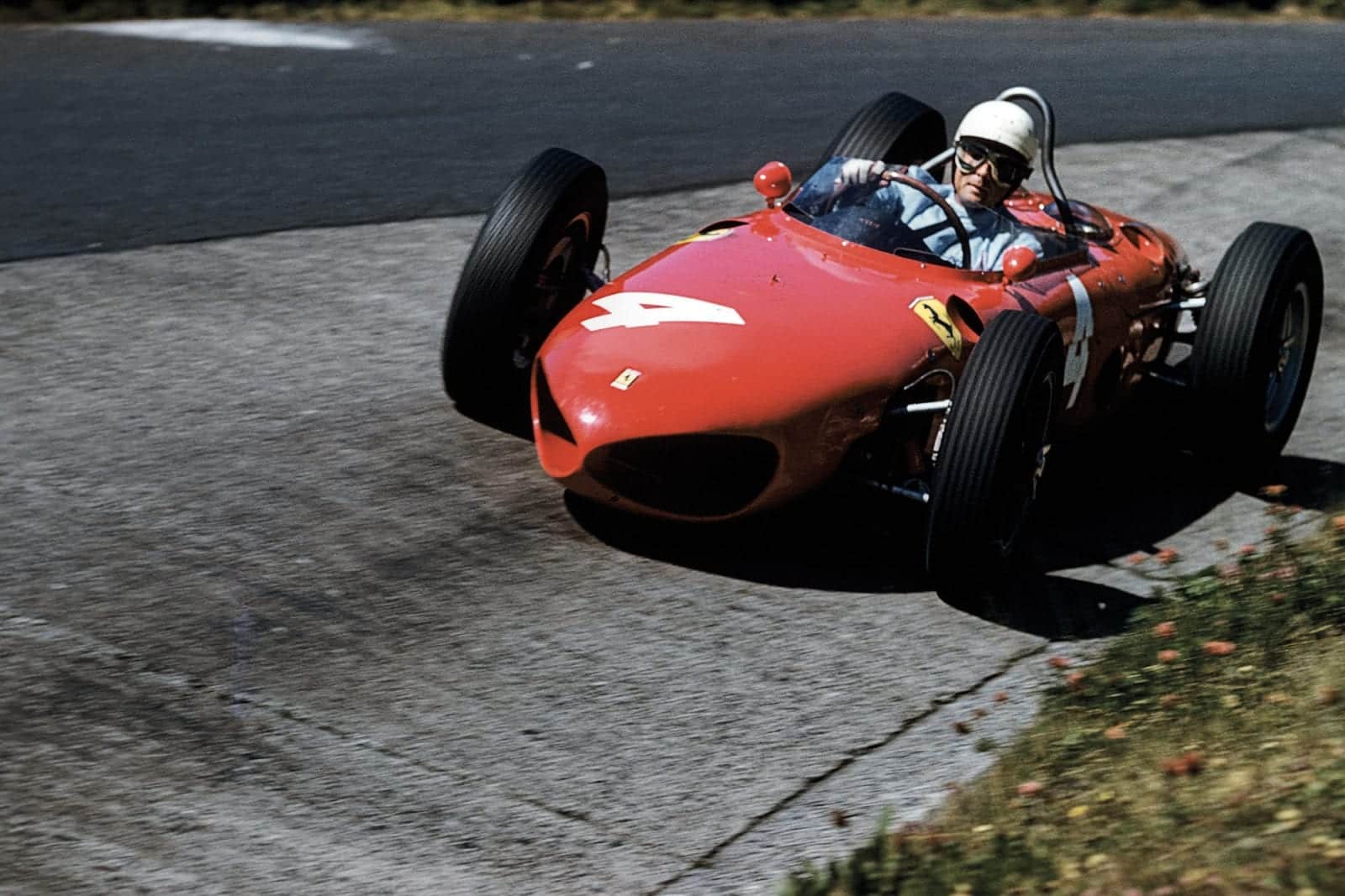 Phil Hill in the Ferrari 156 at the Karussell on the Nurburgring in 1961