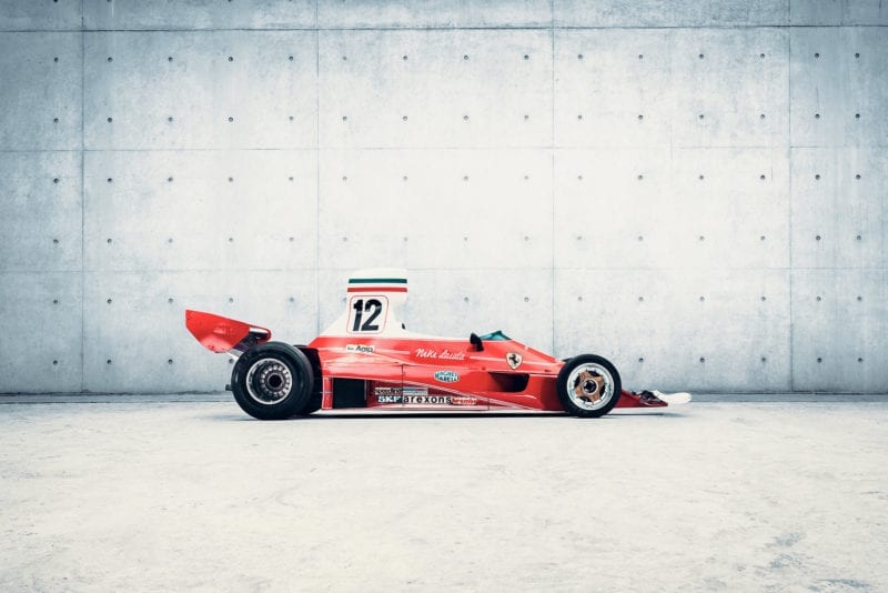 Side view of the Ferrari 312T in which Niki Lauda won five grands prix