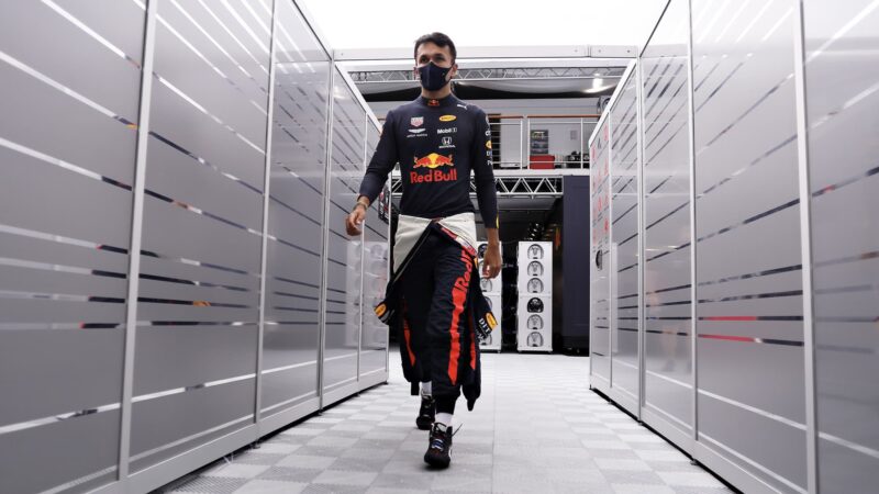 Alex Albon walks towards his pit garage for qualifying at the 2020 F1 Hungarian Grand Prix