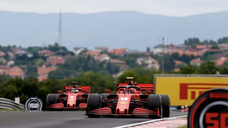 Charles Leclerc and Sebastian Vettel in qualifying for the 2020 F1 Hungarian Grand Prix