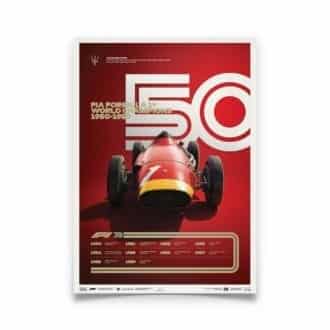 Product image for Formula 1® Decades | Juan Manuel Fangio – Maserati 250F – 1950s | Limited Edition poster