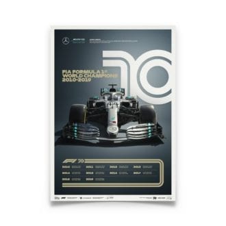 Product image for Formula 1® Decades | Lewis Hamilton - Mercedes W10 - 2010s | Limited Edition poster