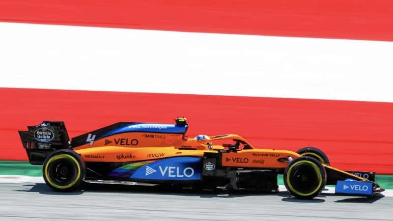 Lando Norris on track at the Red Bull Ring ahead of the 2020 F1 Austrian Grand Prix