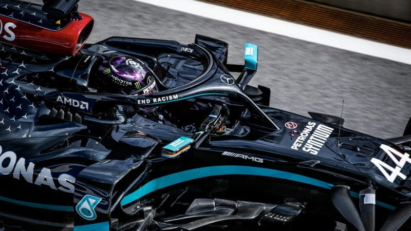 Lewis Hamilton in the cockpit of his Mercedes W11 during practice ahead of the 2020 Austrian Grand Prix