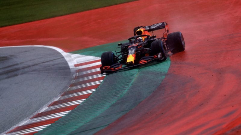 Max Verstappen goes off during qualifying for the 2020 F1 Styrian Grand Prix at the red Bull ring
