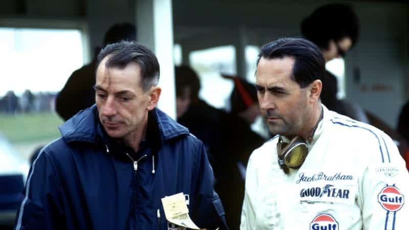 Ron Tauranac with Jack Brabaham at Watkins Glen in the 1960s