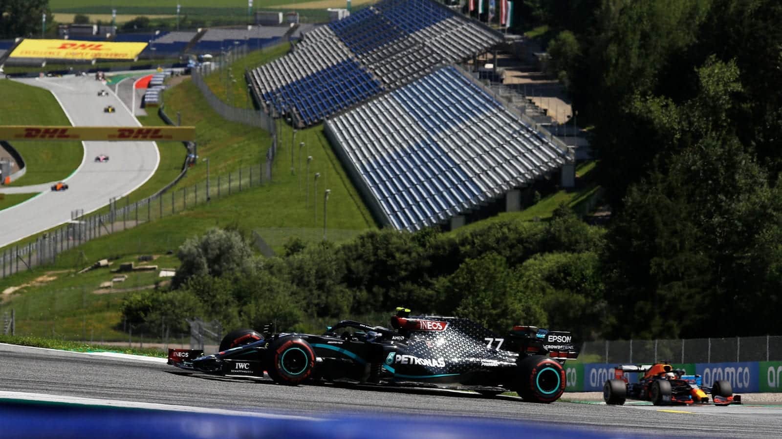 Valtteri Bottas followed by Max Verstappen during the 2020 Austrian Grand Prix