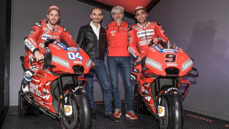 2020 Ducati MotoGP team with Dovizioso Domenicali Dall Igna and Petrucci