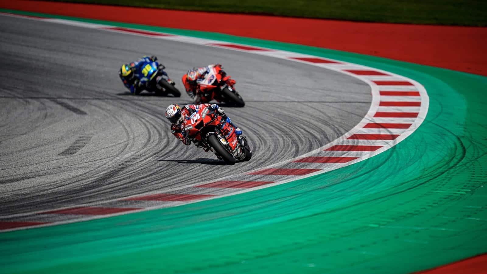 Andrea Dovizioso Jack Miller and Joan Mir during the 2020 MotoGP Austrian Grand Prix at the Red Bull Ring
