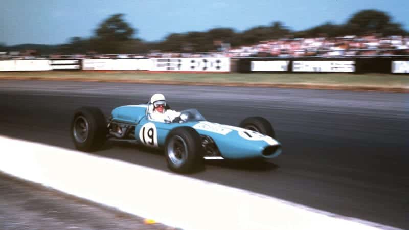 Bob Anderson in a DW Brabham BT11 at SIlverstone in 1967