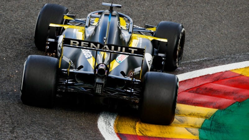 Daniel Ricciardo's Renault at Spa Francorchamps during the 2020 F1 Belgian Grand prix