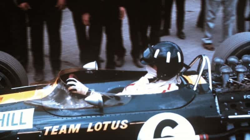 Graham Hill in his Lotus-BRM ahead of the 1967 British Grand Prix