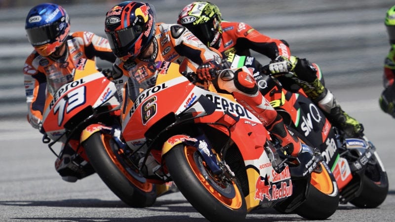 Honda riders Alex Marquez and Stefan Bradl at the 2020 MotoGP Austrian Grand Prix