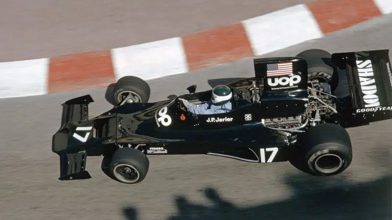 Jean-Pierre Jarier in his Shadow DN3 at the 1974 Monaco Grand Prix