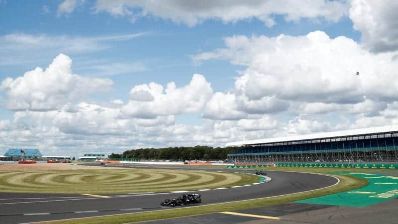 Lewis Hamilton drives through the Maggotts Becketts and Chapel complex at Silverstone during the 2020 F1 British Grand Prix