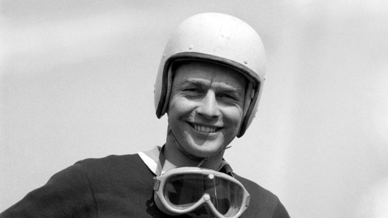 Ron Flockhart in helmet and with goggles around his neck