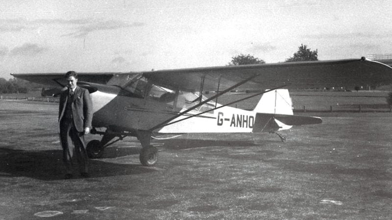 Ron Flockhart with his Auster aeroplane in 1956