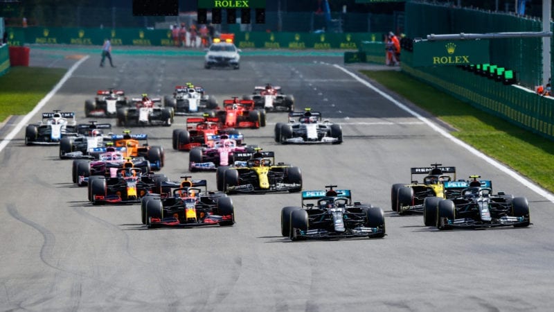 Start of the 2020 F1 Belgian Grand Prix at Spa Francorchamps