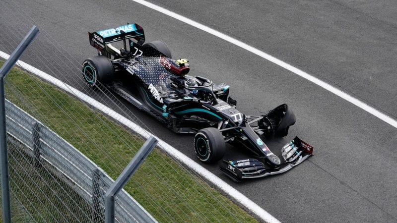 Valtteri Bottas with tyre failiure at the end of the 2020 F1 British Grand Prix at Silverstone
