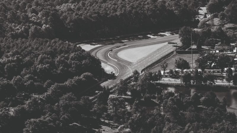 Overhead view of the second chicane on the Mulsanne Straight at Le Mans