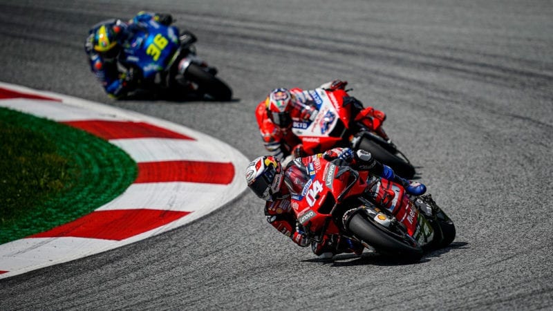 Andrea Dovizioso leading during the 2020 MotoGP Austrian Grand Prix at the Red Bull Ring