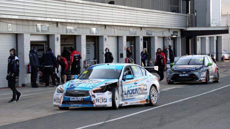 Ash Sutton's damaged car at the 2020 SIlverstone BTCC meeting