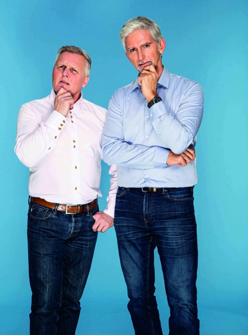 Johnny-Herbert-and-Damon-Hill-in-questioning-poses-in-a-publicity-shot-scaled