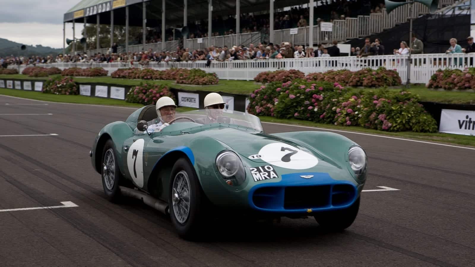 Stirling Moss and Roy Salvadori in a 1955 Aston Martin DB3S at the 2007 Goodwood Revival