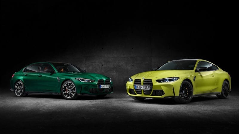 front view of 2021 BMW M3 and M4