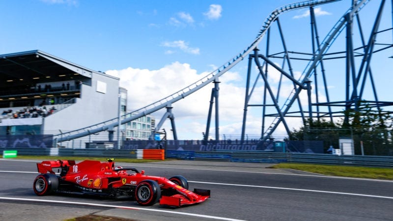 Charles Leclerc during qualifying at the Nurbuirgring for the 2020 F1 Eifel Grand Prix