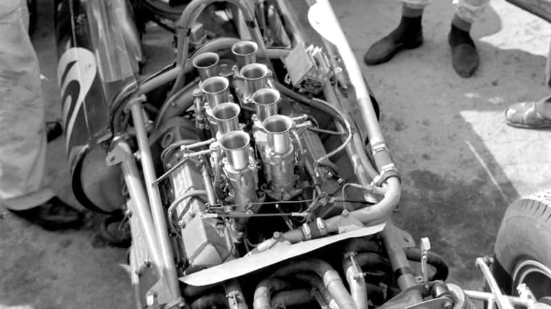 Climax V8 fitted to the Cooper of Jack Brabham