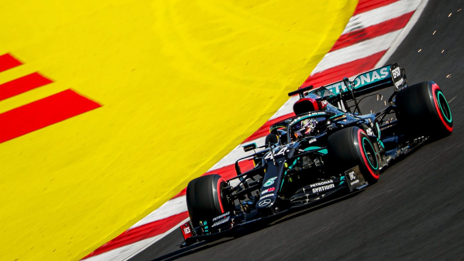 Lewis Hamilton on track at Portimao in qualifying for the 2020 Portuguese Grand Prix