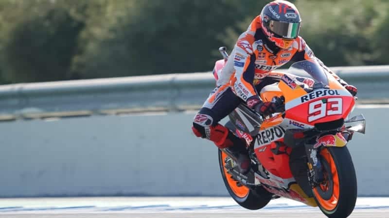 Marc Marquez at Jerez in 2020 rising with a broken arm