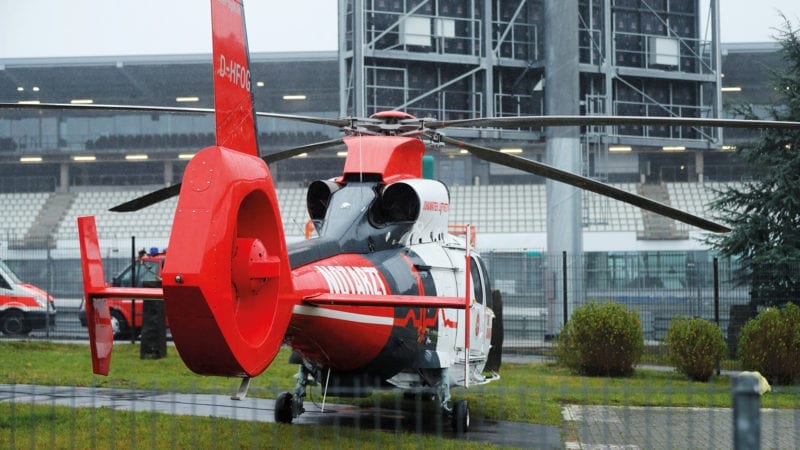 Medical helicopter at the Nurburgring for the 2020 Eifel Grand Prix