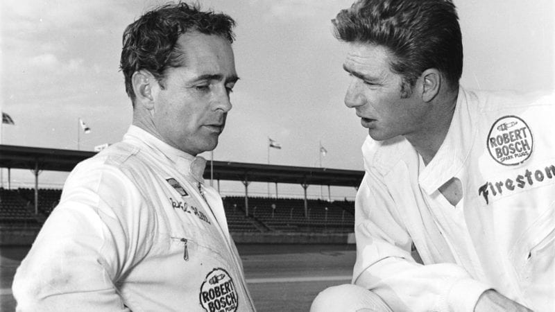 Phil Hill and Jim Hall at Daytona in 1967 where the Caparral 2F made its debut