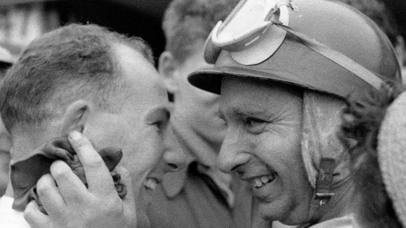 Stirling Moss with Juan Manuel Fangio