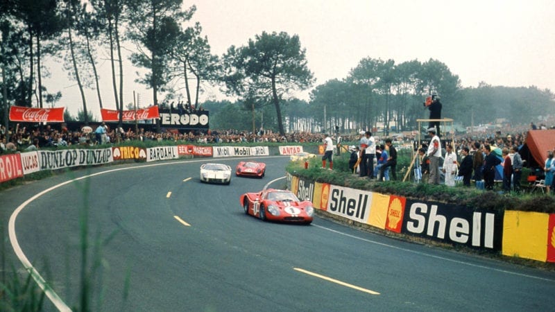 The Ford GT40 of Dan Gurney and AJ Foyt at the 1967 Le Mans 24 Hours