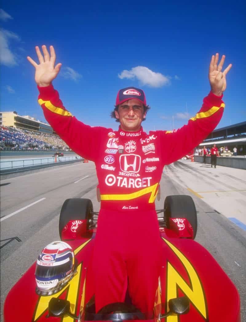 Alex Zanardi of Italy celebrates during the Marlboro Grand Prix in Homestead, Florida.